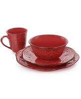 Elama Rustic Birch 16 Pc. Dinnerware Set, Service for 4