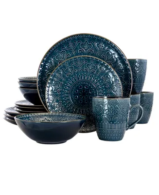 Elama Deep Sea Mozaic Luxurious Dinnerware with Complete Set of 16 Pieces