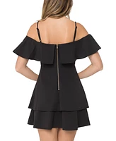 B Darlin Juniors' Ruffled Off-The-Shoulder Dress
