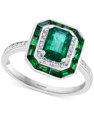Effy Multi-Gemstone (1-5/8 ct. t.w.) & Diamond (1/4 ct t.w.) Halo Statement Ring in 14k White Gold