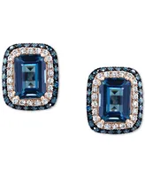 Effy London Blue Topaz (2-7/8 ct. t.w.) & Diamond (1/2 ct. t.w.) Stud Earrings in 14k Rose Gold