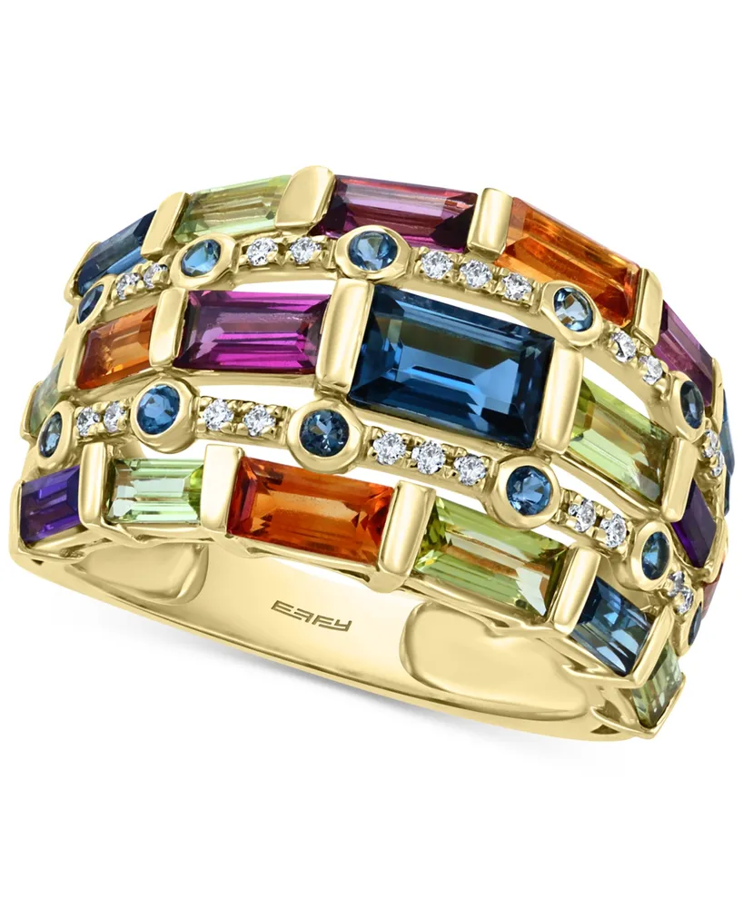 Effy Multi-Gemstone (3-3/4 ct. t.w.) & Diamond (1/10 ct. t.w.) Statement Ring in 14k Gold