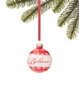 Holiday Lane Macy's Red and White Believe Ball Ornament, Exclusively at Macy's