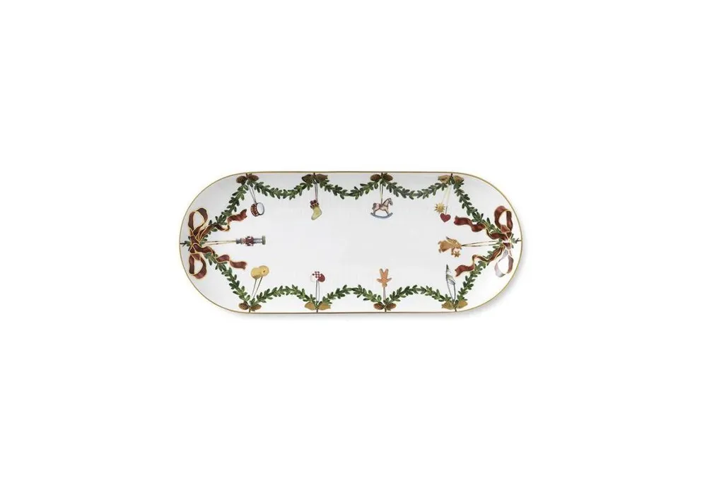 Star Fluted Christmas Oblong Dish, 15.5" L