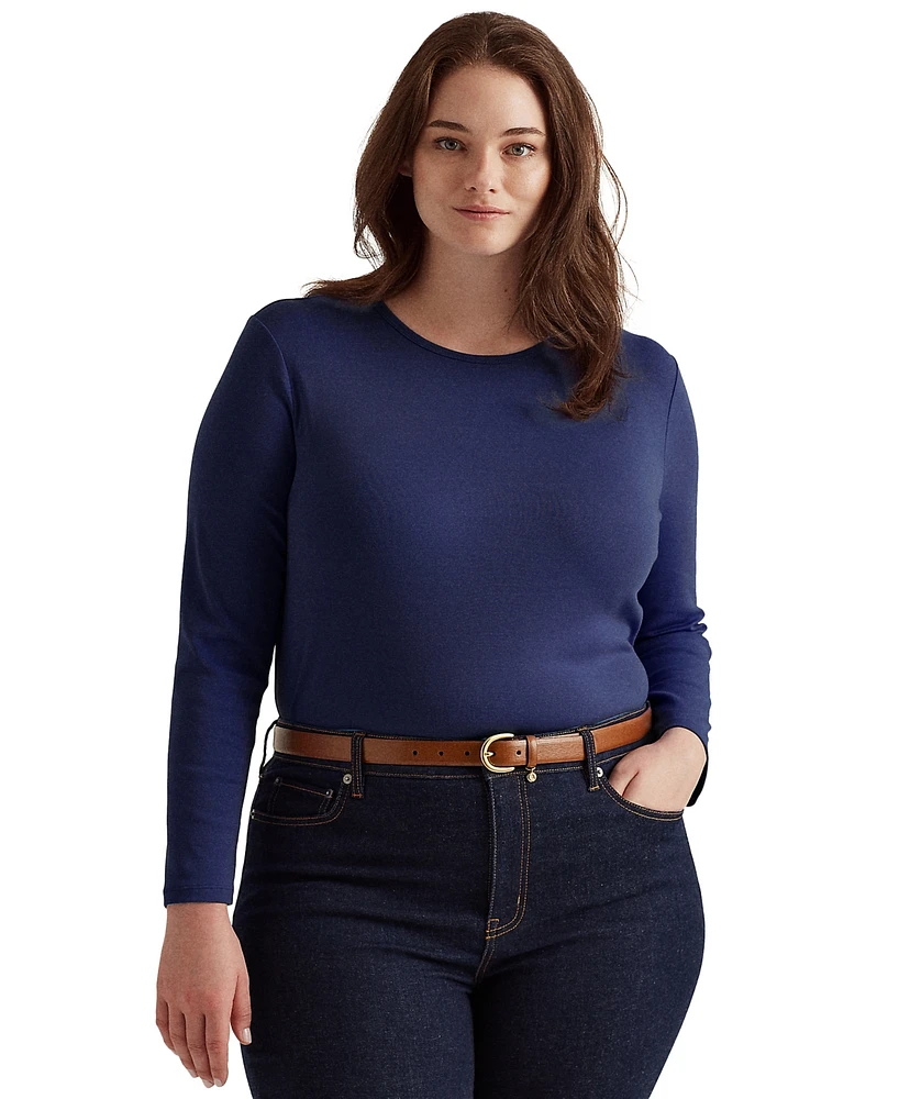 Lauren Ralph Plus Stretch Long-Sleeve Tee