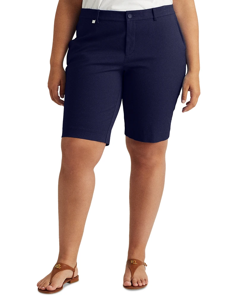 Lauren Ralph Plus-Size Stretch Cotton Shorts