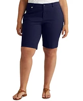 Lauren Ralph Plus-Size Stretch Cotton Shorts