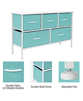 Sorbus 5 Drawers Dresser- Storage Unit with Steel Frame, Wood Top, Fabric Bins - for Bedroom, Closet, Office and more