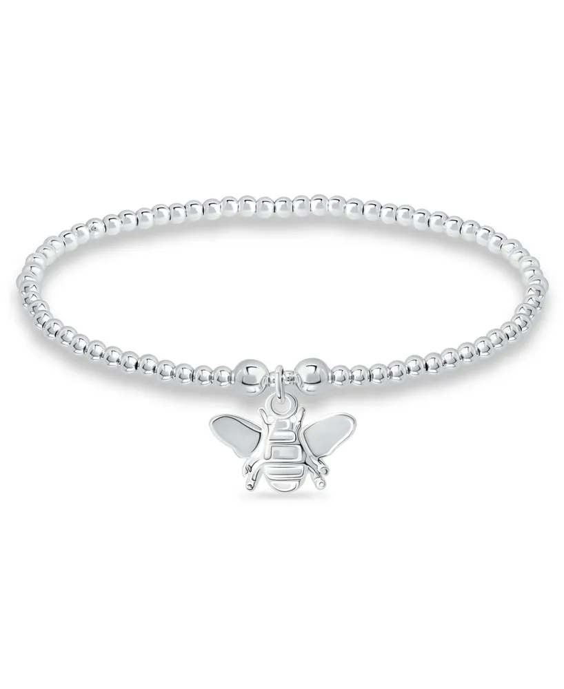 Bead Bee Charm Bracelet in Silver Plate