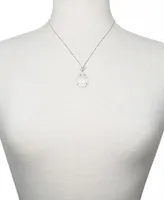 Belle de Mer Cultured Freshwater Pearl (6mm), Carved Mother-of-Pearl, & Cubic Zirconia 18" Pendant Necklace in Sterling Silver