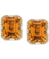 Effy Citrine (6-1/10 ct. t.w.) & Diamond (1/4 ct. t.w.) Stud Earrings in 14k Gold