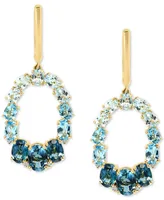 Multi-Topaz (7-1/5 ct. t.w.) & Diamond (1/20 ct. t.w.) Dangle Hoop Drop Earrings in 14k Gold