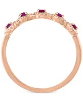 Ruby (1/3 ct. t.w.) & Diamond (1/6 ct. t.w.) Five Stone Halo Ring in 14k Rose Gold