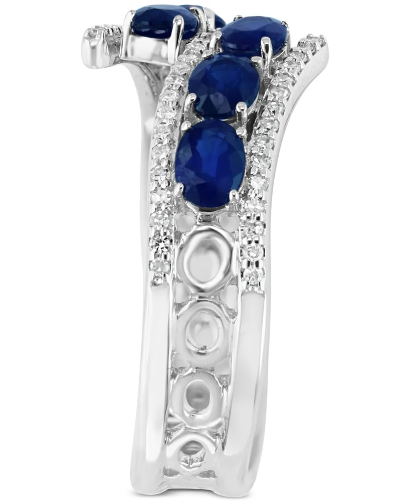 Sapphire (1-1/3 ct. t.w.) & Diamond (1/5 ct. t.w.) Bypass Ring in 14k White Gold