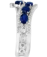 Sapphire (1-1/3 ct. t.w.) & Diamond (1/5 ct. t.w.) Bypass Ring in 14k White Gold