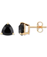 Onyx Trillion Stud Earrings in 14k Gold