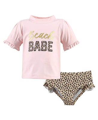 Hudson Baby Girls Swim Rashguard Set, Beach Babe, 3-6 Months