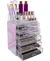 Sorbus Medium Tie-Dye Makeup Organizer Set - (3 Large / 4 Small Drawers/Top Tray)