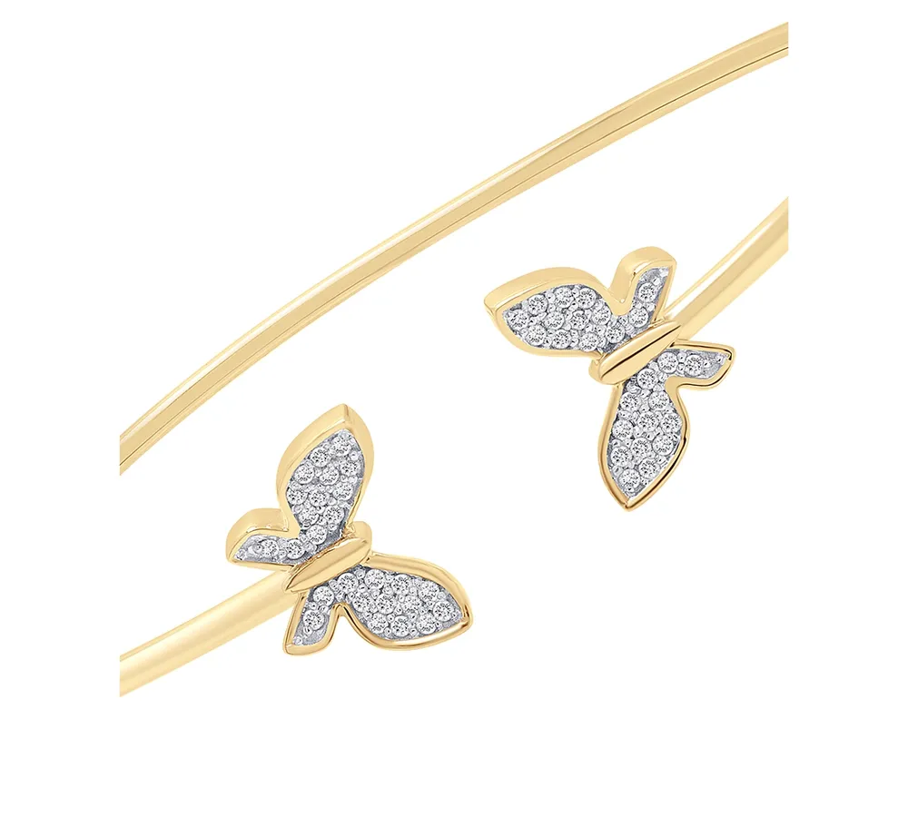 Wrapped Diamond Butterfly Cuff Bangle Bracelet (1/6 ct. t.w.) in 14k Gold, Created for Macy's