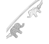 Wrapped Diamond Elephant Cuff Bangle Bracelet (1/4 ct. t.w.) Sterling Silver or 14k Gold-Plated Silver, Created for Macy's