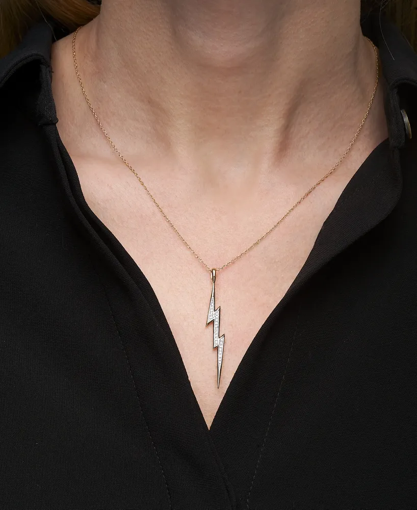 Wrapped Diamond Lightening Bolt 20" Pendant Necklace (1/10 ct. t.w.) in 14k Gold, Created for Macy's
