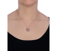 Amethyst (1 ct. t.w.) & White Topaz Accent Butterfly Pendant Necklace in 14k Rose Gold-Plated Sterling Silver