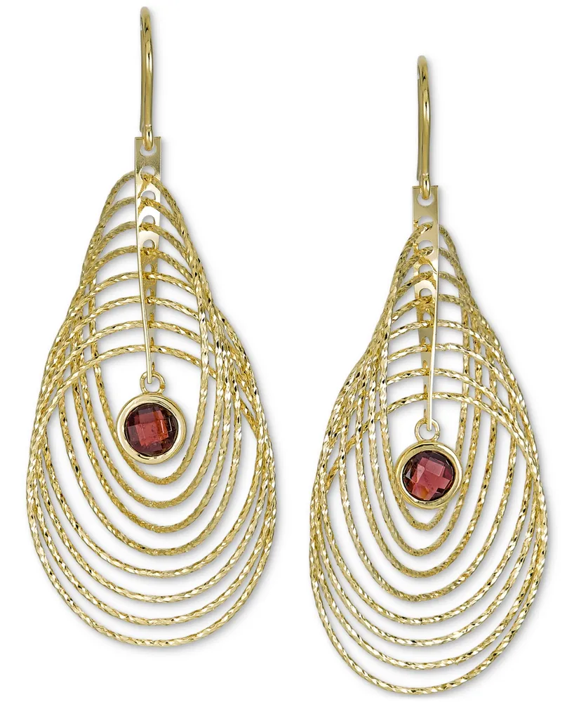 Garnet Bezel Spiral Drop Earrings (2 ct. t.w.) 14k Gold-Plated Sterling Silver (Also Amethyst)