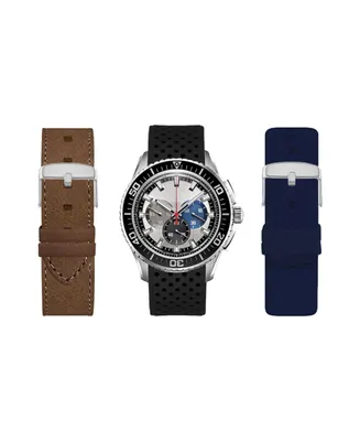 American Exchange Men's Analog Interchangeable Strap Watch Set 44mm