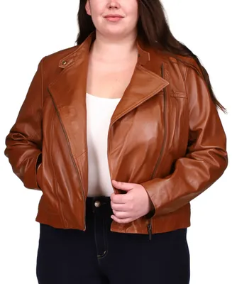 Michael Michael Kors Plus Size Leather Moto Jacket