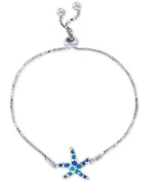 Lab-Created Blue Opal Starfish Bolo Bracelet in Sterling Silver