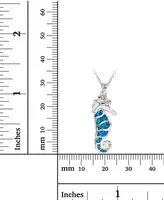 Lab-Created Blue Opal Sea Horse 18" Pendant Necklace in Sterling Silver