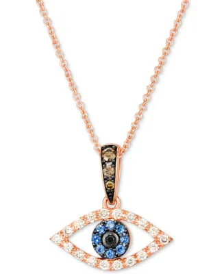 Le Vian Blueberry Sapphire (1/20 ct. t.w.) & Diamond (1/5 ct. t.w.) Evil Eye 18" Pendant Necklace in Rose Gold
