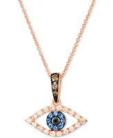 Le Vian Blueberry Sapphire (1/20 ct. t.w.) & Diamond (1/5 ct. t.w.) Evil Eye 18" Pendant Necklace in Rose Gold