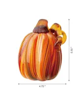 Glitzhome 5.5" H Multi Striped Glass Pumpkin