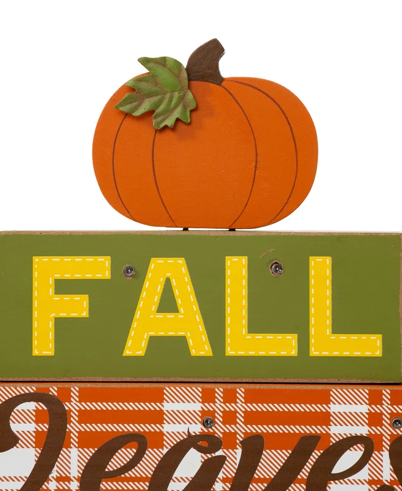 Glitzhome 12" H Led Lighted Fall Wooden Block Word Sign