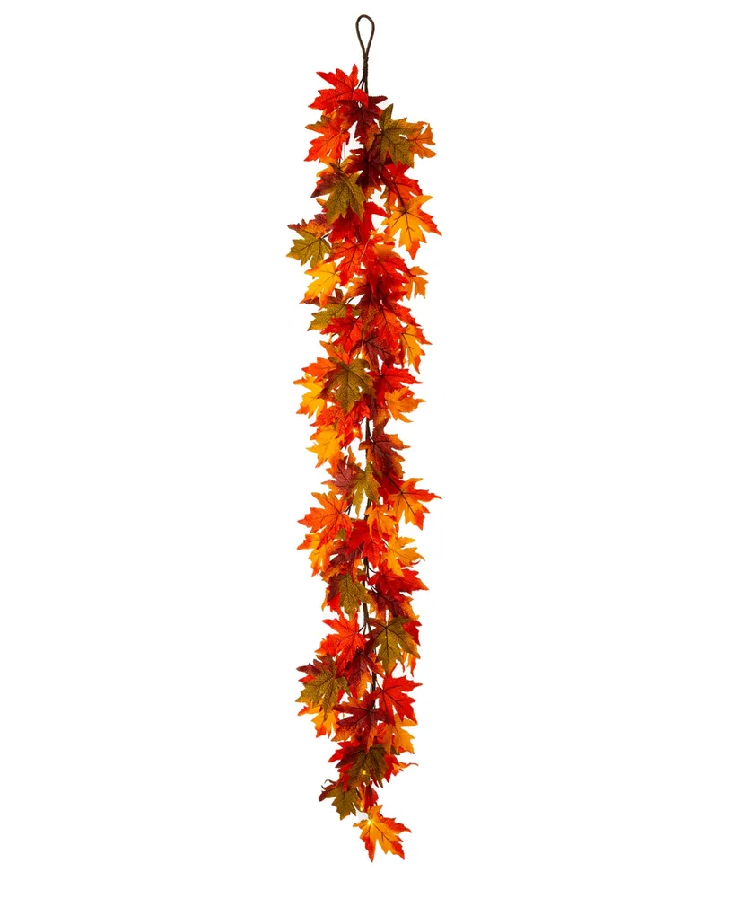 Glitzhome 6' L Fall Lighted Maple Leaves Garland