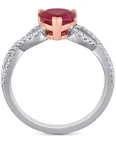 Ruby (1-3/4 ct. t.w.) & Diamond (1/4 Heart Ring 14k Rose White Gold