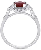 Ruby (1-1/4 ct. t.w.) & Diamond (1/3 Halo Ring 14k White Gold