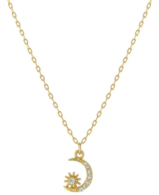 Giani Bernini Cubic Zirconia Moon & Star Pendant Necklace in Gold-Plated Sterling Silver, 16" + 2" extender, Created for Macy's