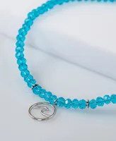 Giani Bernini Blue Crystal Bead Wave Charm Ankle Bracelet in Sterling Silver, Created for Macy's