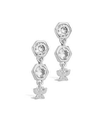 Women's Cubic Zirconia Honeycomb and Butterfly Dangle Earrings