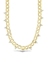 Women's Cuban Chain with Triangle Station Cubic Zirconia Choker Necklace