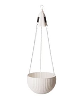 Glitzhome Solar Lighted Plastic Hanging Planter, 30"