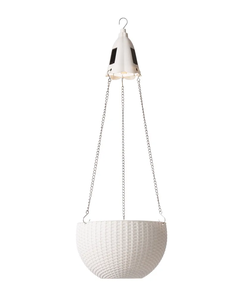 Glitzhome Solar Lighted Plastic Hanging Planter, 30"