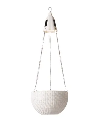 Glitzhome Solar Lighted Plastic Hanging Planter, 30"