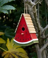 Glitzhome Distressed Watermelon Birdhouse, 11"