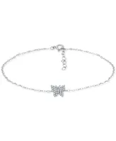 Giani Bernini Cubic Zirconia Butterfly Ankle Bracelet in Sterling Silver, Created for Macys