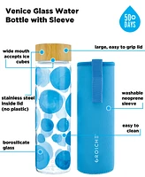 Grosche Venice Glass Water Bottle with Bamboo Lid and Protective Sleeve, 22.6 fl oz Capacity