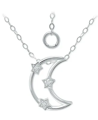 Giani Bernini Cubic Zirconia Open Crescent Moon Pendant Necklace, 16" + 2" extender, Created for Macy's