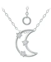 Giani Bernini Cubic Zirconia Open Crescent Moon Pendant Necklace, 16" + 2" extender, Created for Macy's